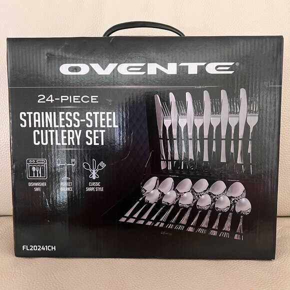 Ovente 24-Piece Stainless Steel Cutlery Set – Silverware Utensils NIB - Picture 2 of 2